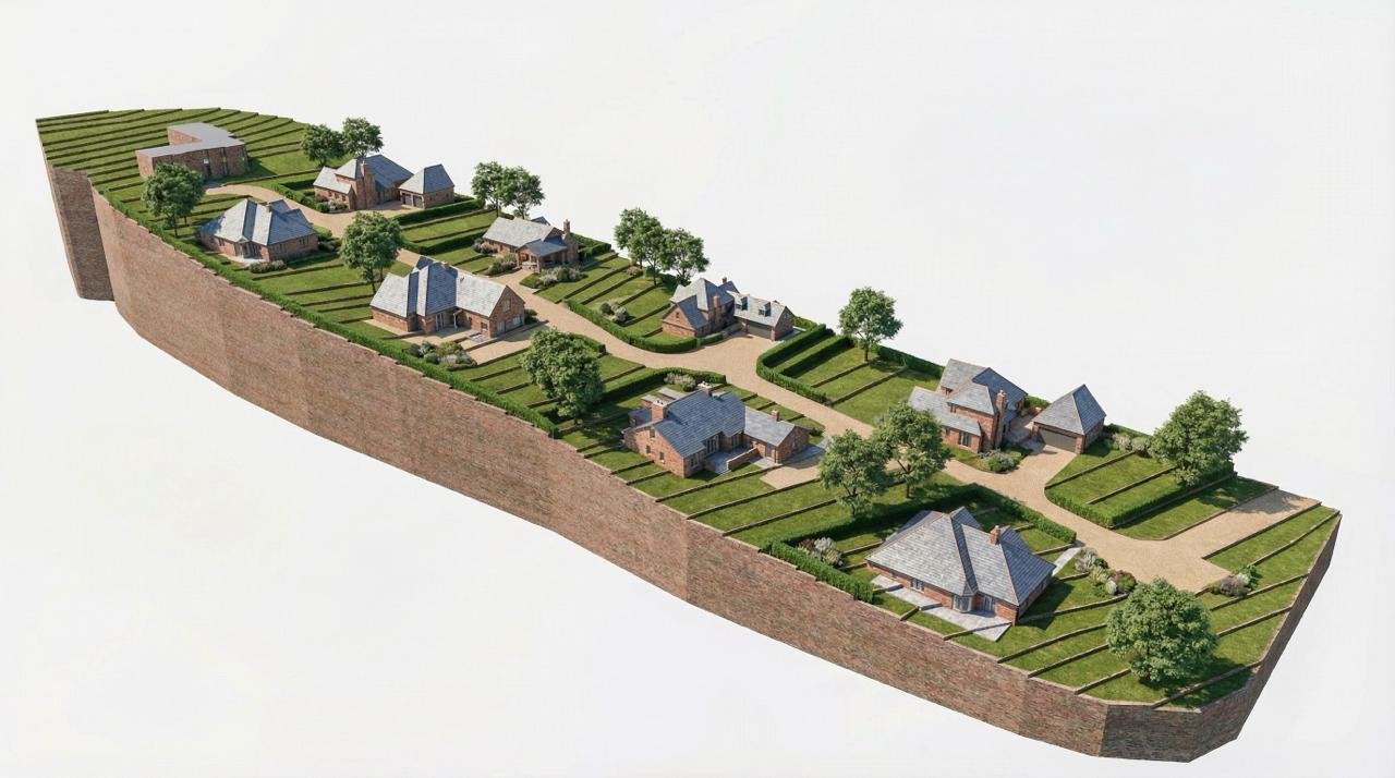 Illustrative long-term residential concept for Pouchen End Farm